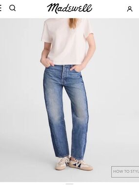 Madewell Medium Blue Barrel-Leg Jeans